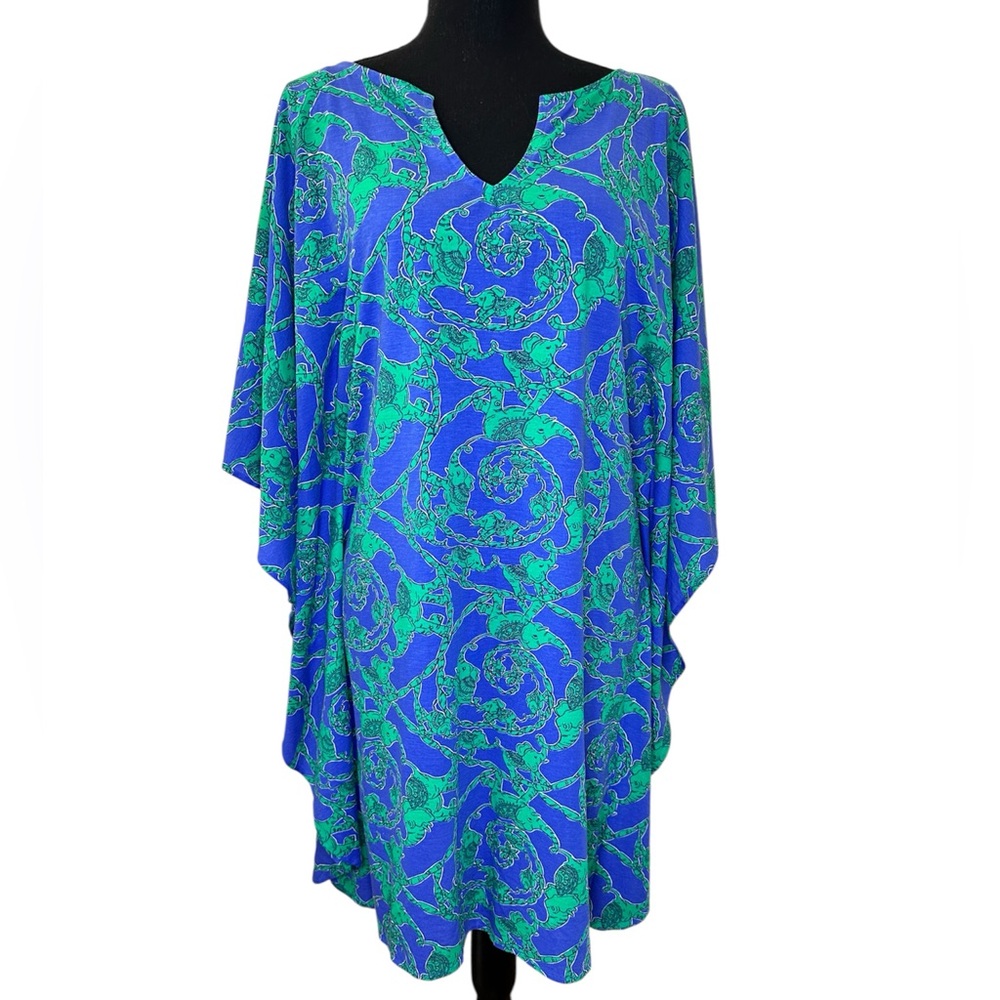 Lilly Pulitzer Stefani Tunic Dress -‎ Blue & Green Print - Size S NWOT